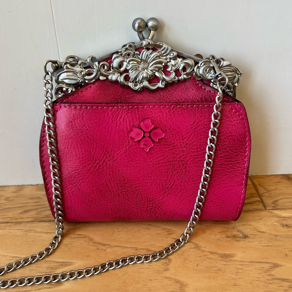 Patricia Nash Rosario Burnished Tooled Framed Clutch Pink Leather Crossbody - Picture 3 of 8